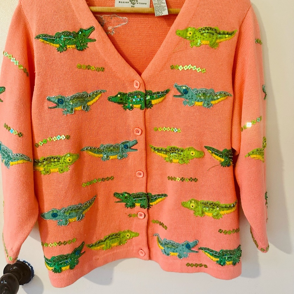 Design Options by Philip and Jane Gordon Pink Crocodile Embellished Cardigan